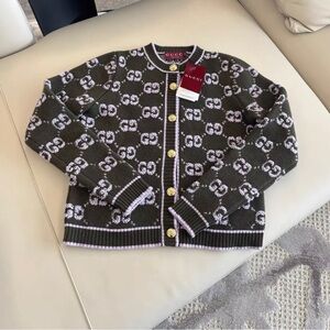 Gucci Green and White Cardigan Sweater